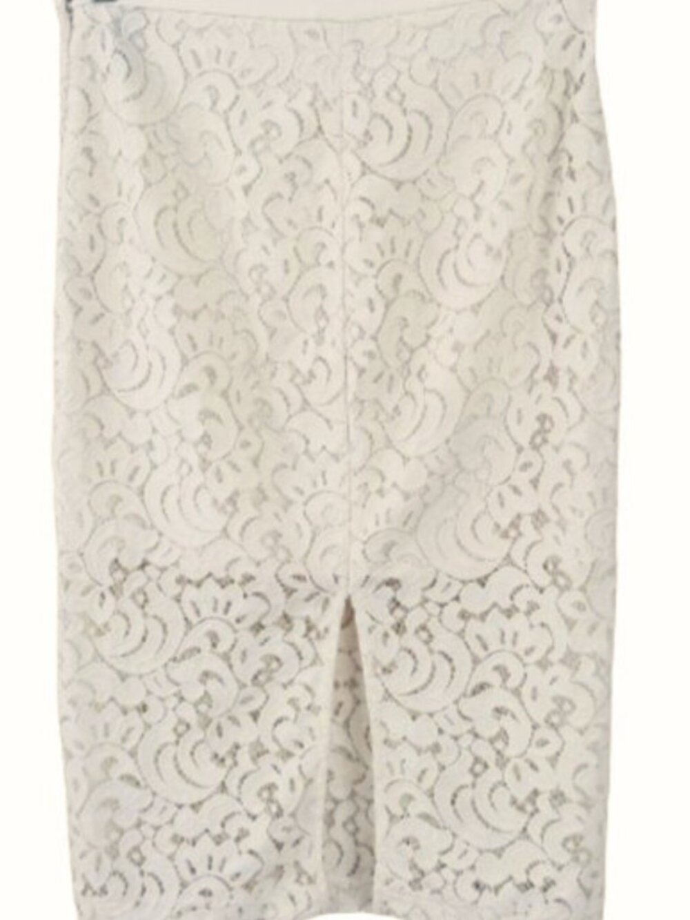 Express Ivory Lace Pencil Skirt Sheer Hem Elegant Classic Size 10 - Picture 3 of 9